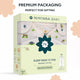 Nintara Baby Sleep Sack 1.5 TOG pack of 1, size XL. Teal gift box packaging showing Moonlit Magic sleep bag. Organic cotton, GOTS certified, soft and breathable.