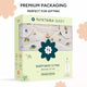 Nintara Baby Sleep Sack 1.5 TOG pack of 1, size S. Teal gift box packaging showing Moonlit Magic sleep bag. Organic cotton, GOTS certified, soft and breathable.