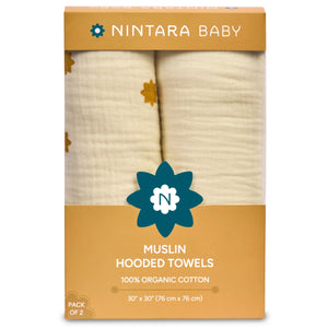 Baby Hooded Towel - Set of 2 | Warm White + Butterscotch Stars Set