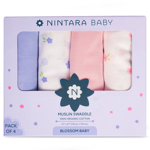 NintaraBaby Muslin Baby Swaddle - Extra-Large - Set of 4 | Blossom Baby