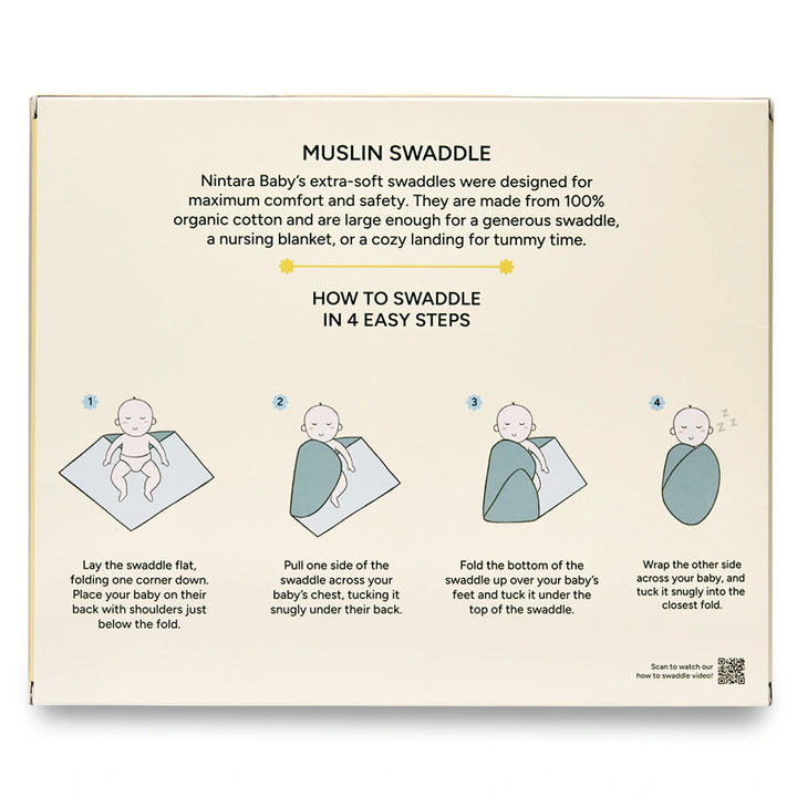 Muslin swaddle with instructions for use for Baby Swaddle Extra-Large Set of 4