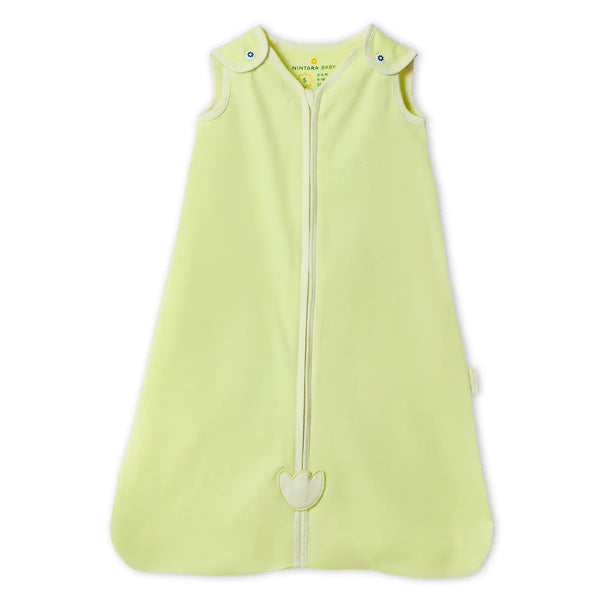 Light green Baby Sleep Sack 0.5 TOG with front zipper and snap shoulders in Soft Sage
