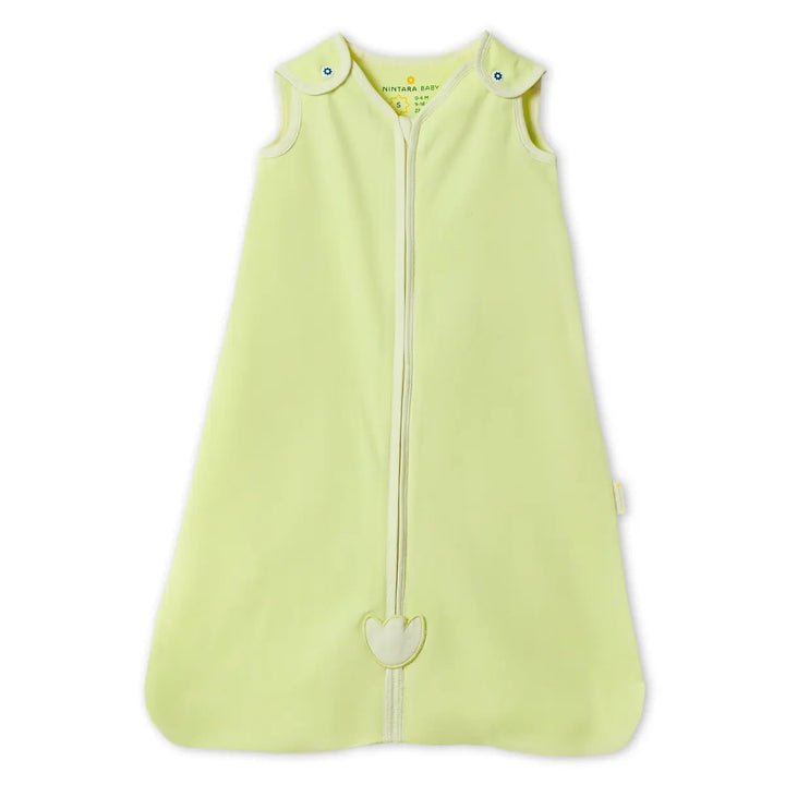Light green Baby Sleep Sack 0.5 TOG with front zipper and snap shoulders in Soft Sage